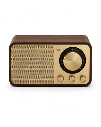 AuraRetro Heritage - Walnut Wood Speaker & FM Radio