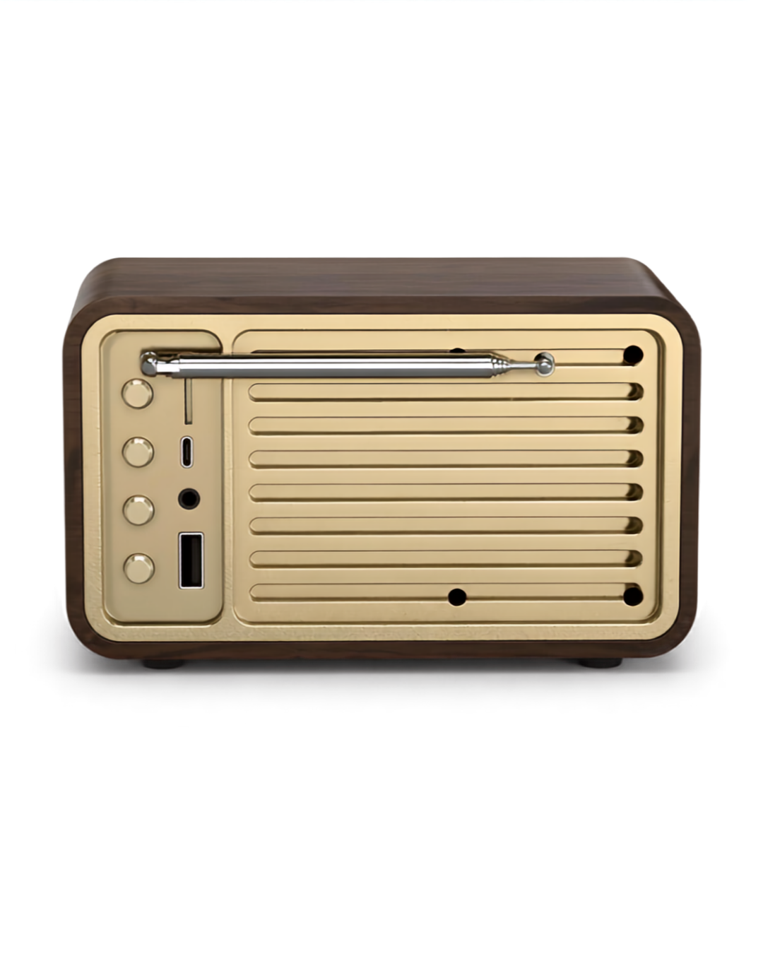 AuraRetro Heritage - Walnut Wood Speaker & FM Radio