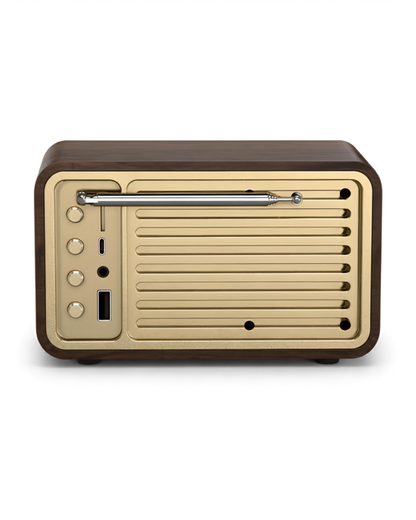 AuraRetro Heritage - Walnut Wood Speaker & FM Radio