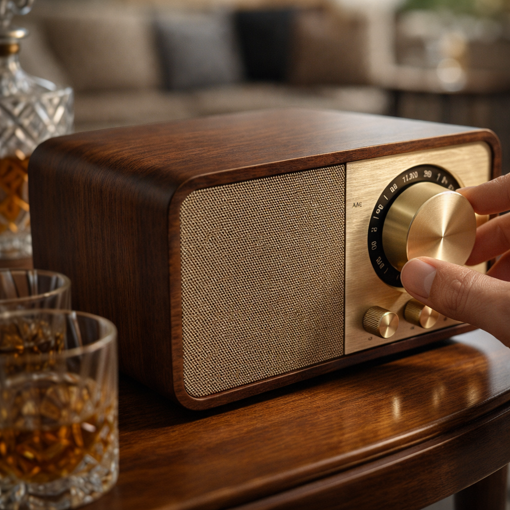 AuraRetro Heritage: Walnut Wood Bluetooth Speaker & FM Radio