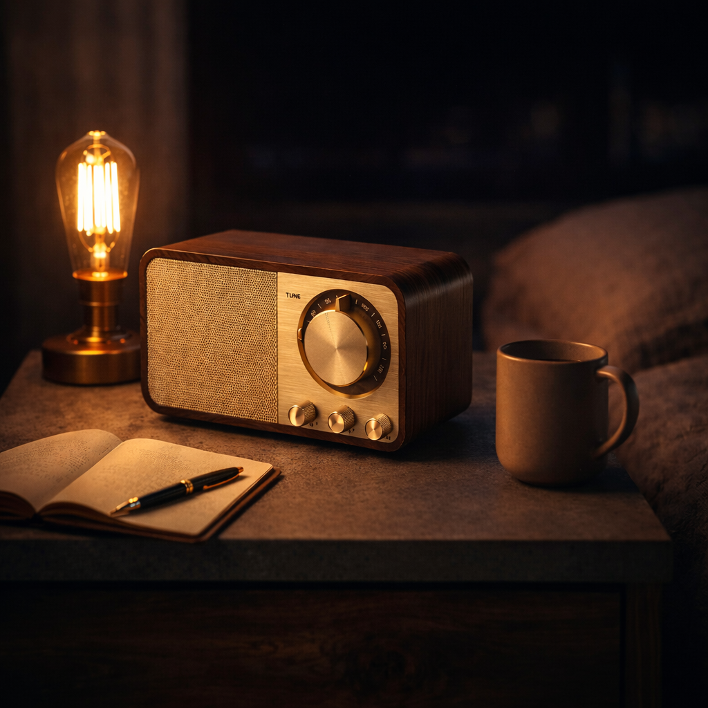 AuraRetro Heritage: Walnut Wood Bluetooth Speaker & FM Radio