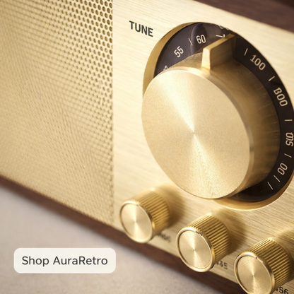 AuraRetro Heritage: Walnut Wood Bluetooth Speaker & FM Radio